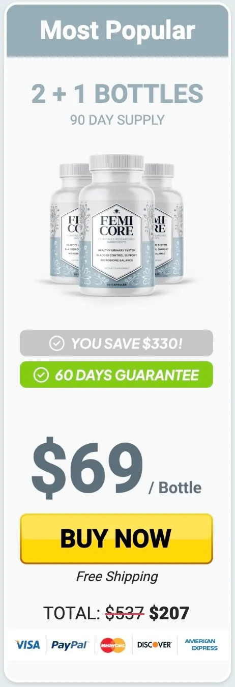 FemiCore 3 bottles - 90 day supply most popular